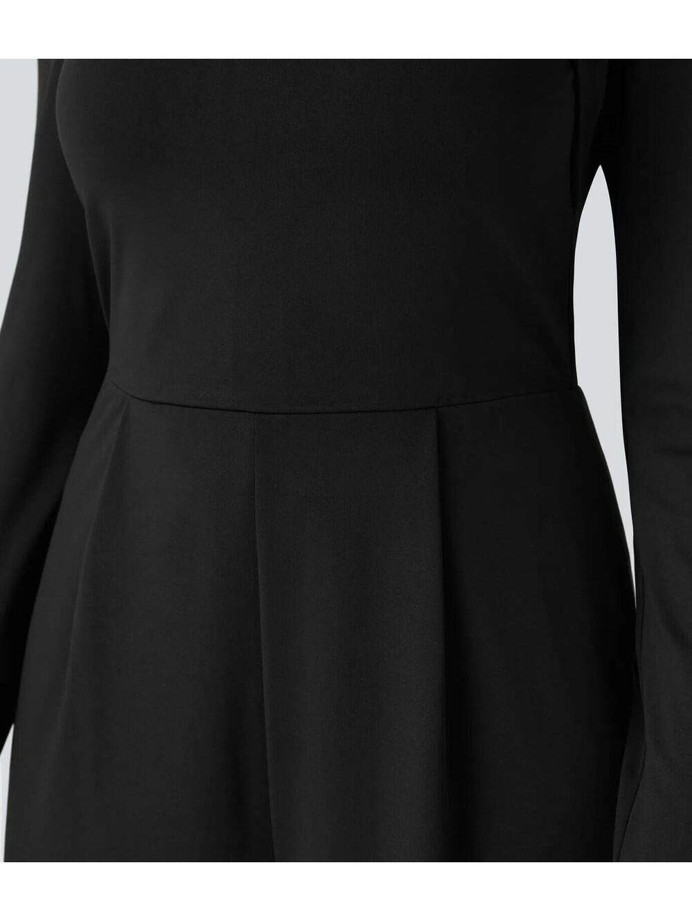 NWT Halara Long Sleeve Wide Leg Black Jumpsuit Size Large - Picture 5 of 6